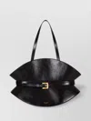 Balmain Structured Shape Calfskin Bag In Black