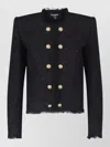 Balmain Tailored Wool-blend Jacket With Sculpted Structure In Black