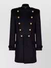 Balmain Wool And Cashmere Coat With Detachable Bib Front In Black