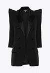 Balmain Structured Shoulders Double-breasted Tuxedo Jacket In Black