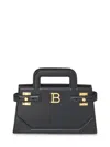 Balmain Structured Small B-buzz Handbag In Calf Leather In Gray
