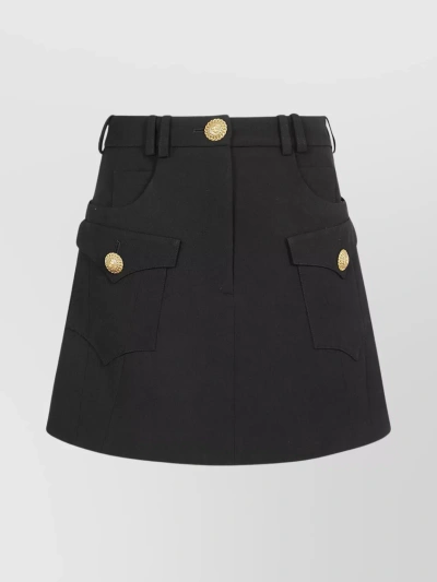 BALMAIN STRUCTURED WAISTBAND TRAPEZE SKIRT WITH FRONT POCKETS