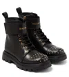 Balmain Stud-embellished Lace-up Boots In Black