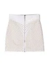 Balmain Stud-embellished Zip-up Skirt In White