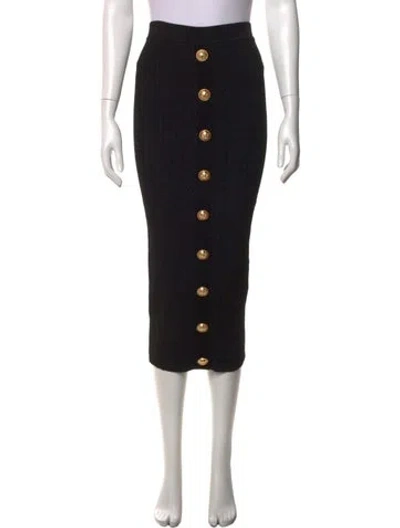 Pre-owned Balmain Studded Accents Midi Length Skirt In Black