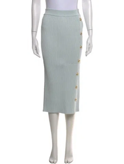 Pre-owned Balmain Studded Accents Midi Length Skirt In Blue