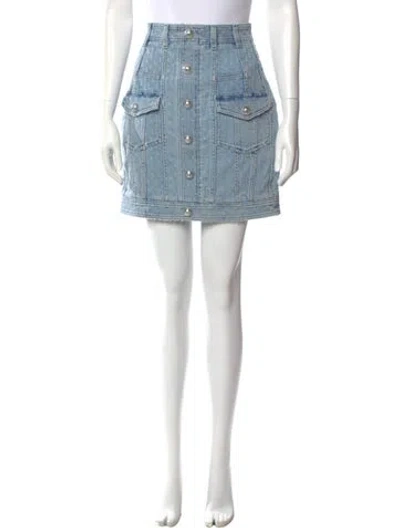 Pre-owned Balmain Studded Accents Mini Skirt In Blue