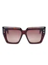 Balmain Studded Geometric-frame Sunglasses In Brown
