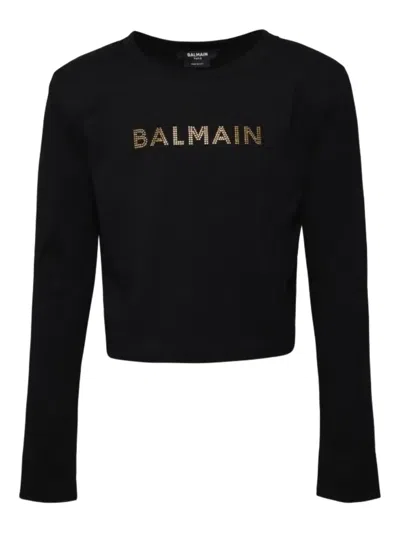 Balmain Studded-logo Top In Black