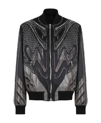 Balmain All-over Embroidered Jacket With Studs In Black