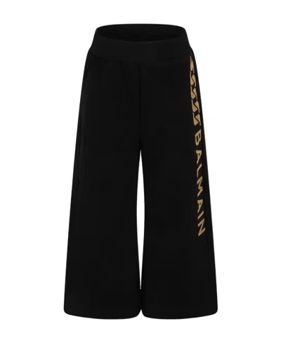 Balmain Stud-embellished Logo-detail Trousers In Black