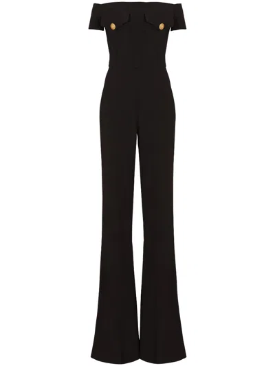 BALMAIN STUNNING BLACK JUMPSUIT WITH JEWEL ACCENTS FOR WOMEN