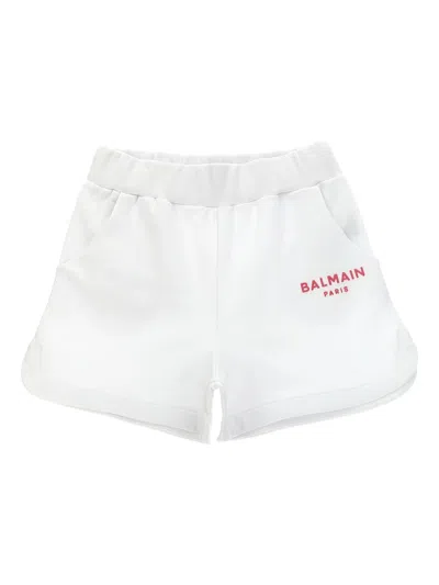Balmain Stylish Cotton Shorts With Embossed Logo And Unique Waist Design In Multi