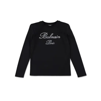 Balmain Stylish Cotton T-shirt In Black/silver