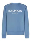 Balmain Logo-print Organic-cotton Sweatshirt In Blue