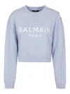 Balmain Printed Sweatshirt Button Detail In Blanco