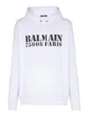 Balmain Stamped Cotton Hoodie Pocket In White
