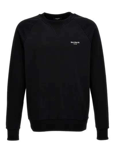 Balmain Flocked Logo Sweatshirt In Black