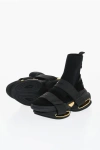 Balmain Suede And Fabric B Bold Sock Sneakers With Golden Details In Black