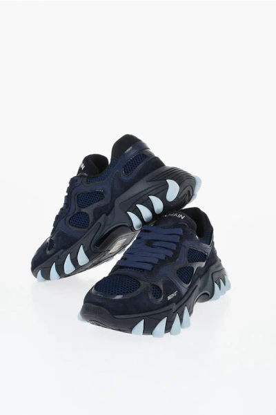 Balmain Suede And Mesh B-east Low Top Sneakers With Contrasting Deta