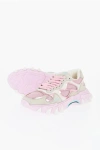Balmain Suede And Mesh B-east Low Top Sneakers With Contrasting Deta In Pink