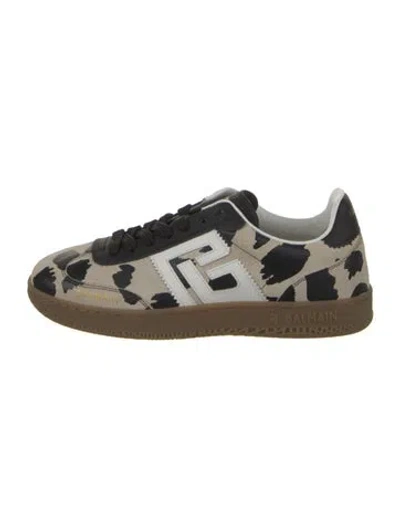 Pre-owned Balmain Suede Animal Print Sneakers In Neutral