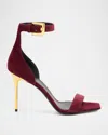 Balmain Suede Ankle-strap Sandals In Burgundy