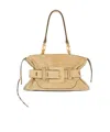Balmain Anthem Suede Buckle Shoulder Bag In Neutral