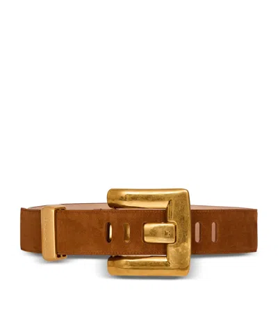Balmain Suede Anthem Belt In Brown