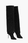 Balmain Suede Ariel Boots With Rhinestoned Detail In Black