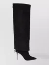 Balmain Suede Ariel Knee Length Boots In Black