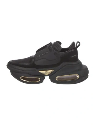 Pre-owned Balmain Suede Athletic Sneakers In Black