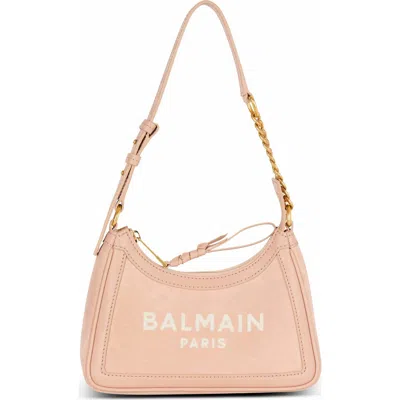 Balmain Suede B-army Shoulder Bag In Sand