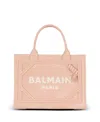 Balmain Small B-army Shopper Bag In Pink Suede In Beige