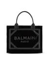 Balmain B Army Medium Shopper Tote Bag In Suede In Black