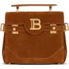 Balmain Medium Handle Bag Adjustable Strap Hardware In Brown