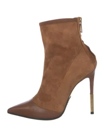 Pre-owned Balmain Suede Boots In Brown