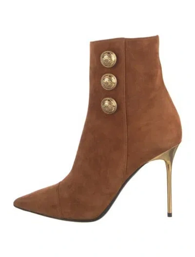 Pre-owned Balmain Suede Boots In Brown