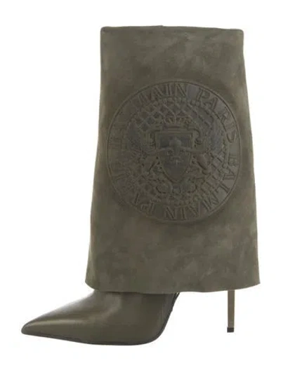 Pre-owned Balmain Suede Boots In Green