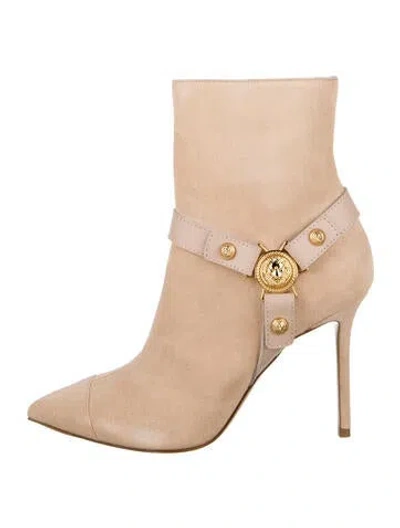 Pre-owned Balmain Suede Boots In Neutral