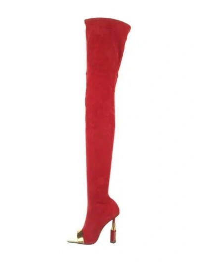 Pre-owned Balmain Suede Boots In Red