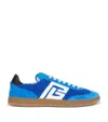 Balmain Suede-bouclé Swan Sneakers In Blue