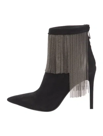 Pre-owned Balmain Suede Chain-link Accents Boots In Black