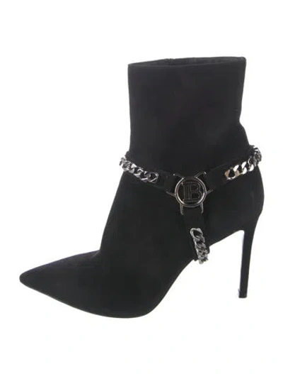 Pre-owned Balmain Suede Chain-link Accents Pumps In Black