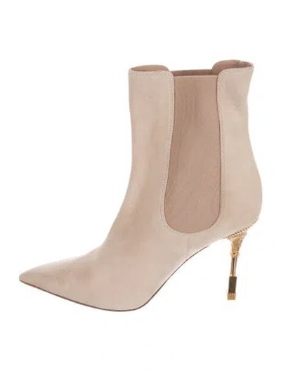 Pre-owned Balmain Suede Chelsea Boots In Neutrals