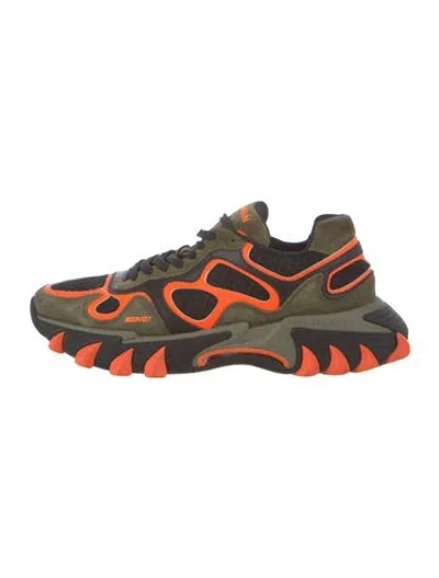 Pre-owned Balmain Suede Colorblock Pattern Athletic Sneakers In Brown