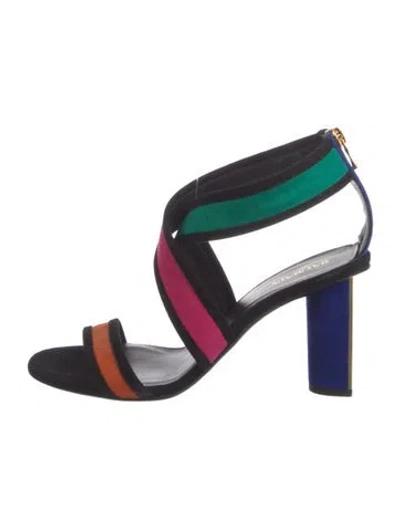 Pre-owned Balmain Suede Colorblock Pattern Sandals In Multi