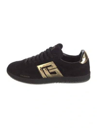 Pre-owned Balmain Suede Colorblock Pattern Sneakers In Black