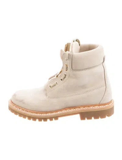 Pre-owned Balmain Suede Combat Boots In Neutral