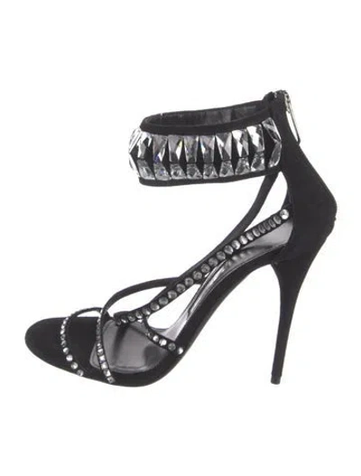 Pre-owned Balmain Suede Crystal Embellishments Pumps In Black